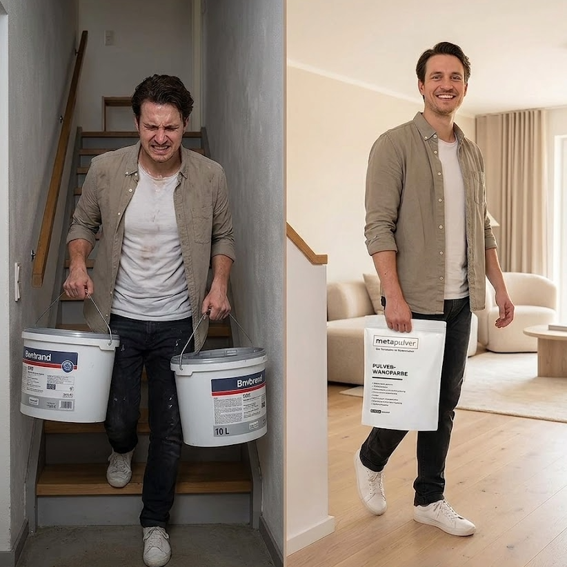 Wandfarbe in Pulverform: Warum du nie wieder Eimer schleppen wirst